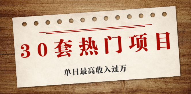 （1941期）30套热门项目：网赚项目、朋友圈、涨粉套路、抖音、快手  单日最高收入过万-副业库