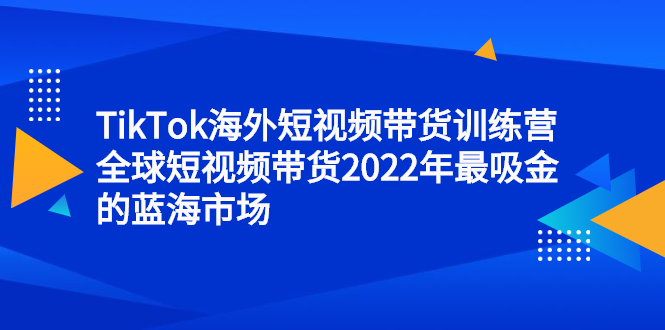（2347期）TikTok海外短视频带货训练营，全球短视频带货2022年最吸金的蓝海市场-副业库