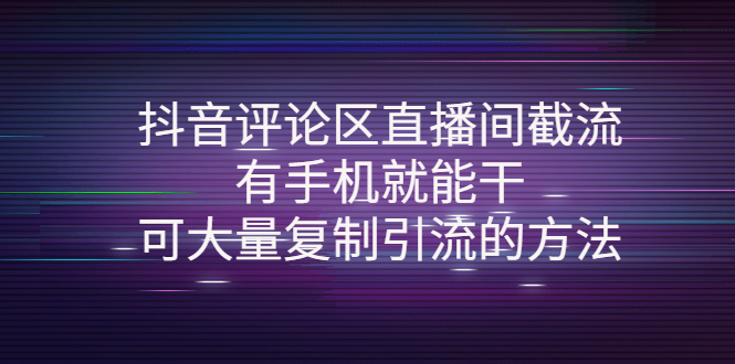 （4074期）抖音评论区直播间截流，有手机就能干，可大量复制引流的方法-副业库