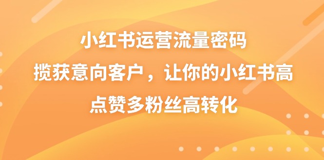 （8764期）小红书运营流量密码，揽获意向客户，让你的小红书高点赞多粉丝高转化-副业库