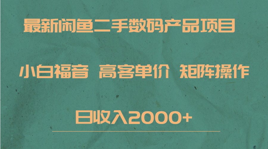 最新闲鱼二手数码赛道，小白福音，高客单价，矩阵操作，日收入2000+-副业库
