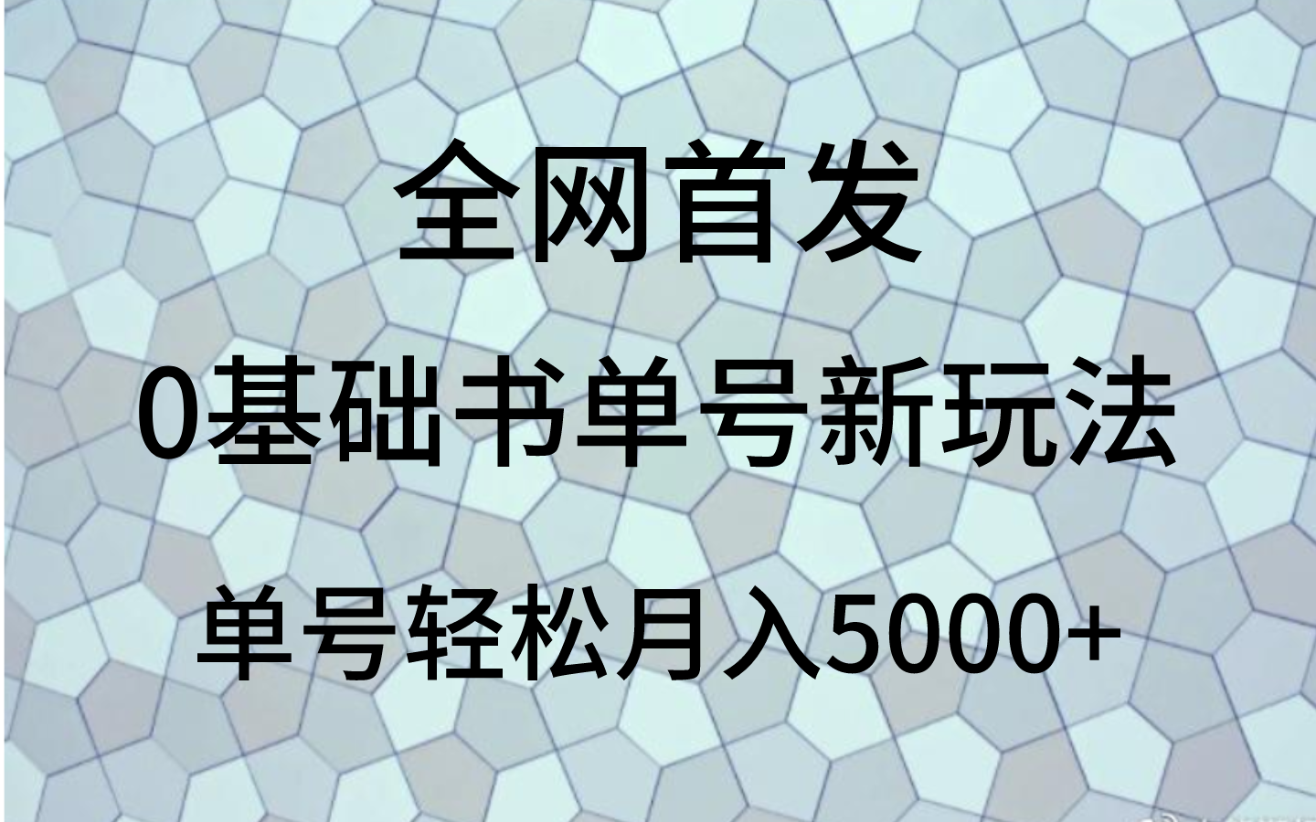 0基础书单号新玩法，操作简单，单号轻松月入5000+-副业库