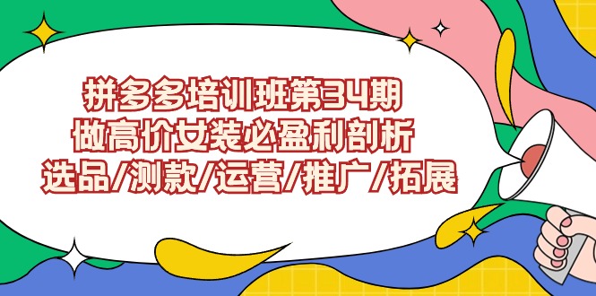 拼多多培训班第34期：做高价女装必盈利剖析 选品/测款/运营/推广/拓展-副业库