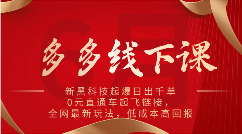 多多线下课：新黑科技起爆日出千单，0元直通车起飞链接，全网最新玩法，低成本高回报-副业库