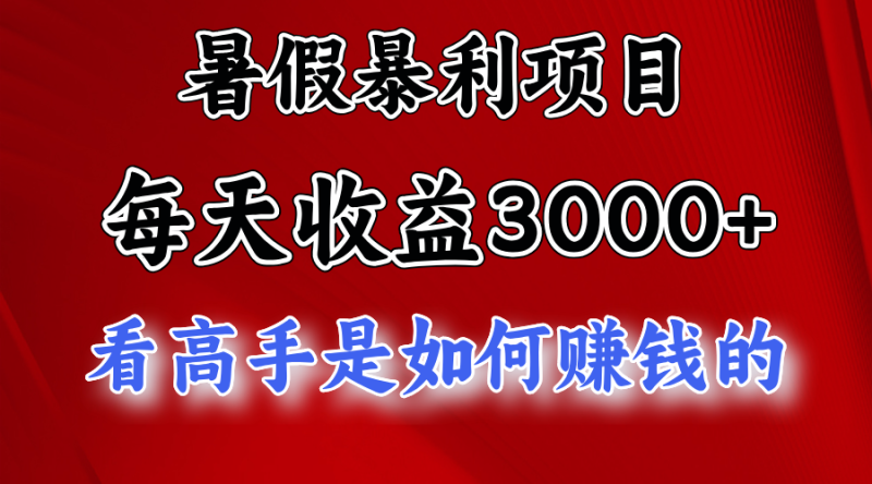 暑假暴力项目 1天收益3000+，视频号，快手，不露脸直播.次日结算-副业库
