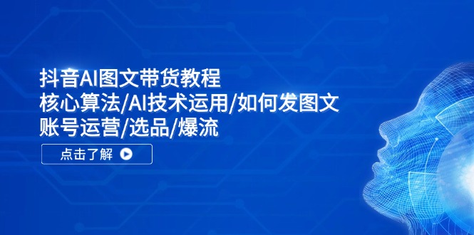 抖音AI图文带货教程：核心算法/AI技术运用/如何发图文/账号运营/选品/爆流-副业库