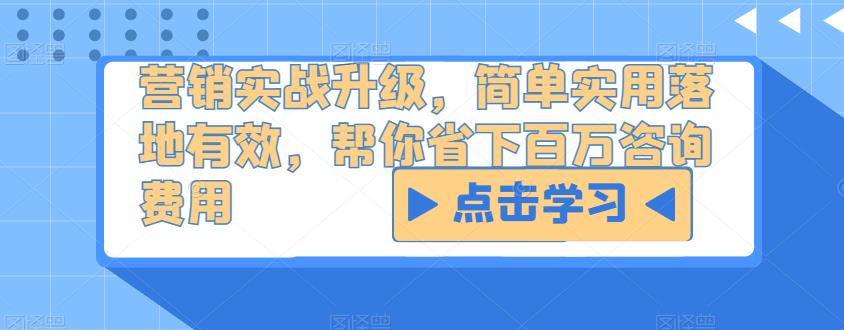营销实战升级，简单实用落地有效，帮你省下百万咨询费用-副业库