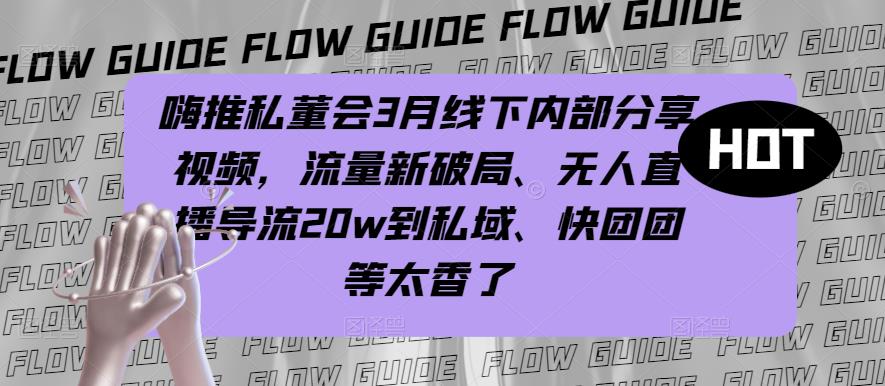 嗨推私董会3月线下内部分享视频，流量新破局、无人直播导流20w到私域、快团团等太香了-副业库