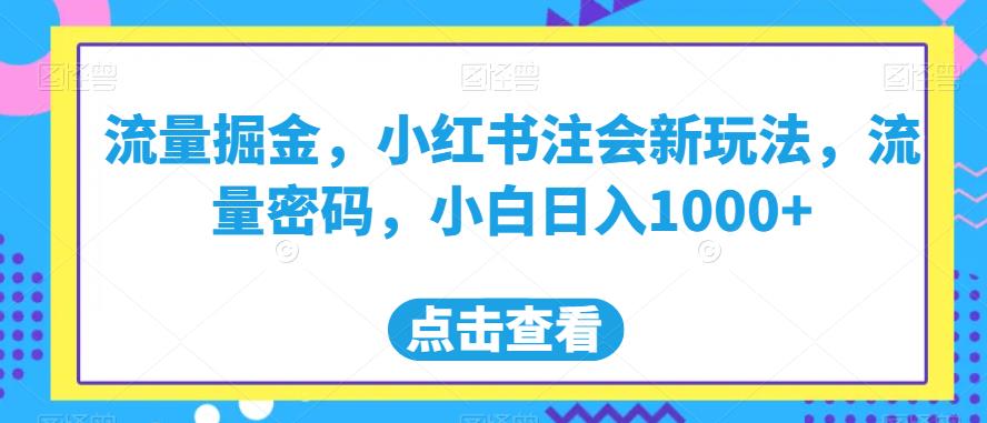 流量掘金，小红书注会新玩法，流量密码，小白日入1000+【揭秘】-副业库
