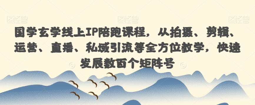 国学玄学线上IP陪跑课程，从拍摄、剪辑、运营、直播、私域引流等全方位教学，快速发展数百个矩阵号-副业库