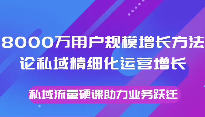 8000万用户规模增长方法论私域精细化运营增长，私域流量硬课助力业务跃迁-副业库