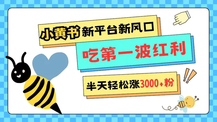 小黄书重磅来袭，新平台新风口，管理宽松，半天轻松涨3000粉，第一波红利等你来吃-副业库