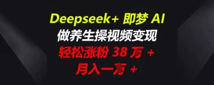 Deepseek+即梦AI，做养生操视频变现，轻松涨粉38W+，月入一W+-副业库