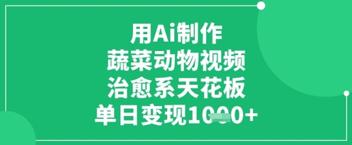 用Ai制作蔬菜动物视频，治愈系天花板，单日变现1k-副业库