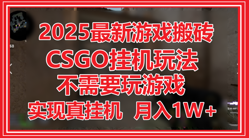 2025最新游戏搬砖，CSGO挂机，不需要玩游戏，实现真挂机，月入1W+-副业库