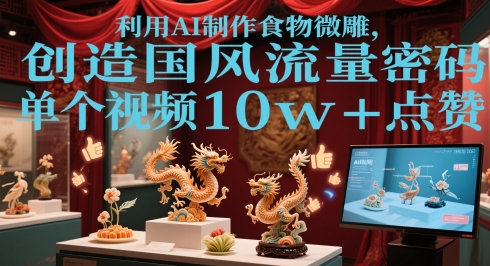 利用AI制作食物微雕，创造国风流量密码，单个视频10w+点赞-副业库